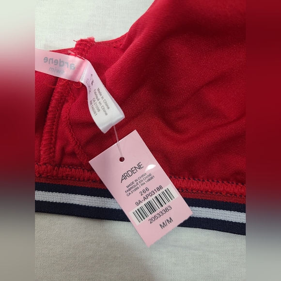 Ardene red zip front swim top- Size Medium- New with tags - Picture 3 of 3